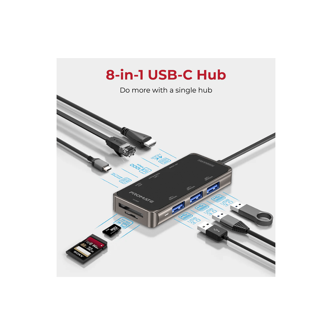 Promate PrimeHub-Mini Ultra-Compact USB-C Hub with 100W Power Delivery in Qatar Promate PrimeHub-Mini Ultra-Compact USB-C Hub with 100W Power Delivery in Qatar